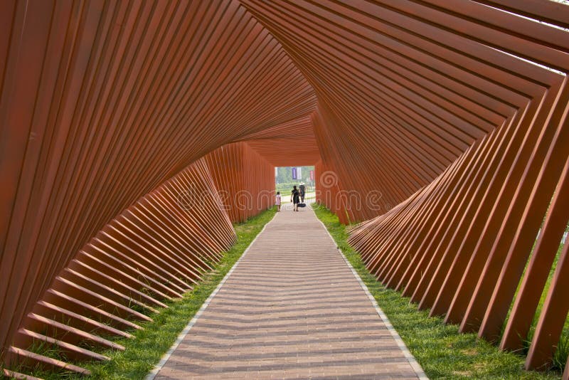 Asia China, Beijing, Yanqing, world wine expo, modern architecture,Landscape corridor royalty free stock images Asia China, Beijing, Yanqing, world wine expo, modern architecture,Landscape corridor royalty free stock images
